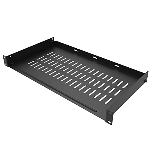 1U Vented Server Rack Shelf Disassembled 10 inches Deep No Lip | Universal Rack Tray for 19 Inches Network Cabinet or Server Rack - size: 10 Inches Deep