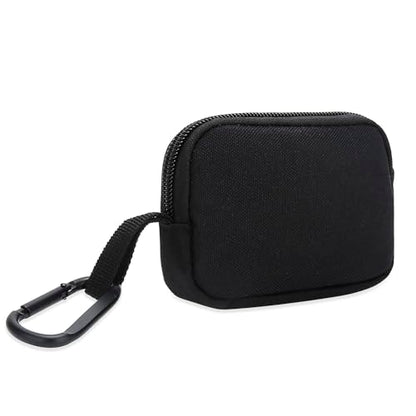 E-Tree Mini Pouch Bag, Zippered Organizer, Carabiner Clip, 2.9"x4.1" | 900D Oxford, 2.9"x4.1",Small Zippered Case for AirPods USB Cables MagSafe Cards Keys, Carabiner Clip,Coin Purse,Unisex Black