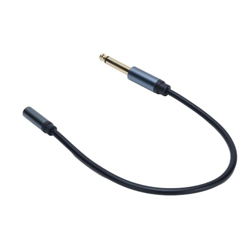 Diyeeni 6.35mm to 3.5mm Headphone Adapter, 1/4 Male to 1/8 Female Stereo Jack Cable, Gold Plated Copper Core 30cm PVC Extension Cord for Guitar, Piano, Amp, Headphones, Smartphone, Tablet