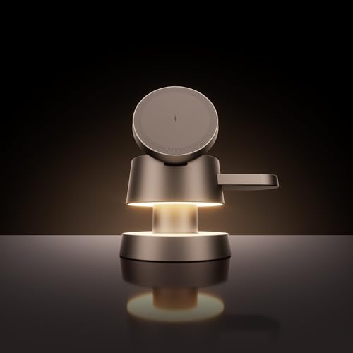 4 in 1 Magnetic Wireless Charging Station,15W Fast Charging with Night Light for MagSafe Charger Stand,3 in 1 Wireless Charger for iPhone 17/16/15/14/13 Pro Max,Apple Watch & AirPods,Sand Gold - color: Sand Gold