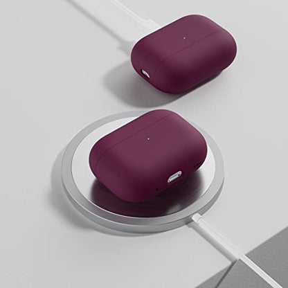 ORNARTO for AirPods Pro 2 Case, Hybrid Silicone, Wine Red | Hybrid Silicone Rubber, Front LED Visible, Wireless Charging, Skin-Friendly Soft Touch, Anti-Scratch, Detachable Lanyard - color: Wine Red