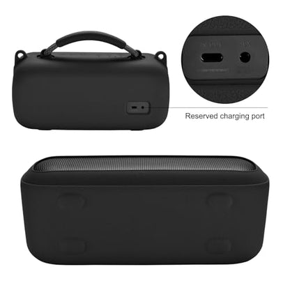Silicone Protective Case for Bose SoundLink Max Wireless Bluetooth Speaker with Adjustable Shoulder Strap Durable Lightweight and Stylish (Black) - color: Black