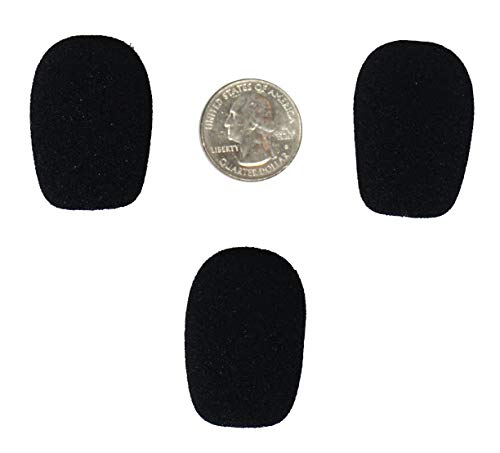 CA132 Larger Foam Microphone Windscreens (Microphone Covers) 3-Pack Desktop/Headset Fitness Instructor/Gamer Pack Black