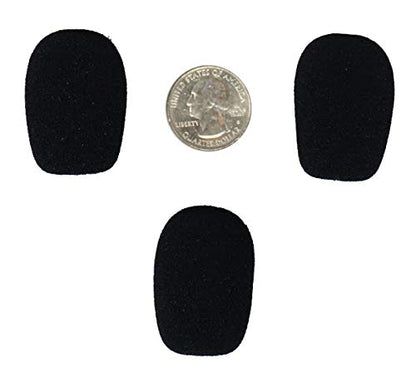 CA132 Larger Foam Microphone Windscreens (Microphone Covers) 3-Pack Desktop/Headset Fitness Instructor/Gamer Pack Black