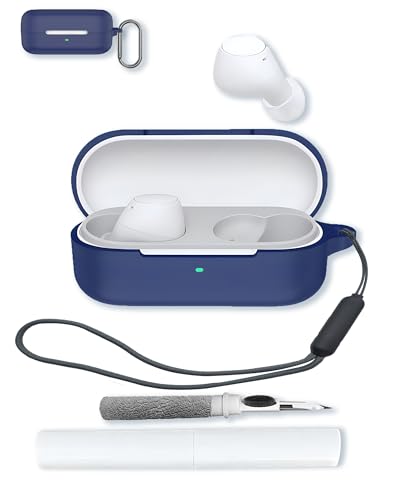 Case for Sony WF-C510 Truly Wireless in-Ear Bluetooth Earbud,Soft Protective,Shockproof, BOVUGAC Silicone Case Cover with Keychain & Cleaning Kit & Lanyard-Blue - color: Blue