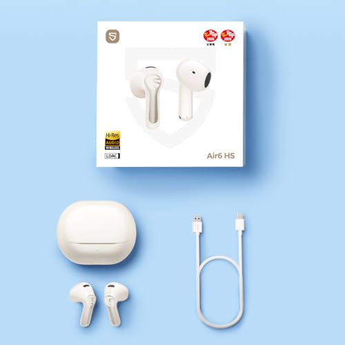 SoundPEATS Air6 HS LDAC Hi-Res Wireless Earbuds, Bluetooth 6.0, 13mm Driver | LDAC Hi-Res Audio Certified, 13mm Triple-Magnet Driver, 2MIC ENC, IPX5 Waterproof, Dynamic EQ, 45H, Bio-Composite Diaphragm - color: Beige