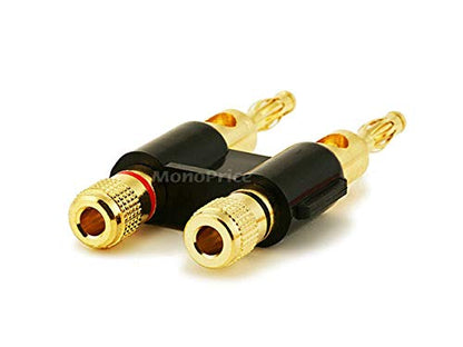Monoprice Dual 24k Gold Plated Speaker Banana Plugs, Black - color: Black