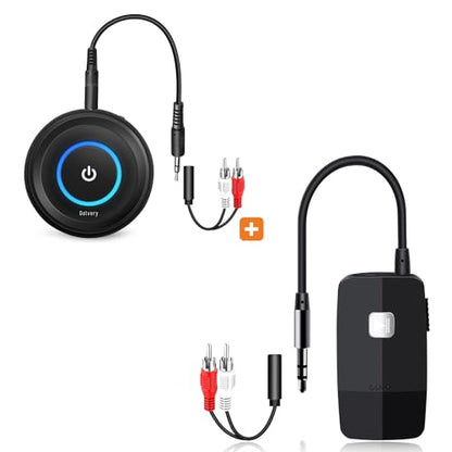 Golvery Bluetooth 5.3 Receiver and Transimtter, Wireless Bluetooth AUX Adapter for TV/PC/CD/MP3/PS4/Home Theater/Speaker w/ 3.5mm AUX and RCA Jack, Low Latency Audio, 2 Devices Pairing
