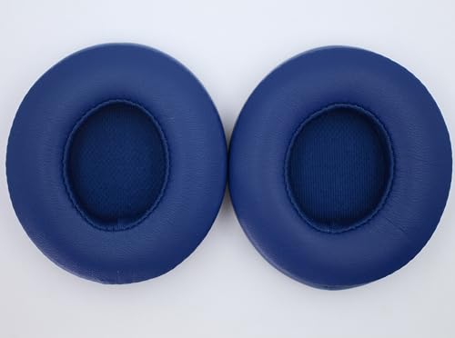 Headphone Replacement Ear Pad Cover Compatible with Beats by Dre Solo3 Solo2 Wired Wireless Headphones Protein Leather Memory Foam Headphone Cushion Ear Muffs-Indigo Blue - color: indigo blue