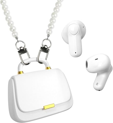 ANCwear Wireless Earbuds with Mini Handbag Case, 22H Playtime, Pearl White | Bluetooth 5.3, 13mm drivers, touch controls and DIY stickers for music, calls, travel, everyday wear and gifting - color: White Pearl