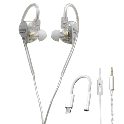 RitMoment RIT10 Pro Wired Earbuds - Balanced Sound & Rich Bass, Dual Magnetic Dynamic Driver, Ultra Comfort, in Ear Monitor IEM Earphones (Mic+Type-C Cable, Clear) - style: MIC+Type-C Cable