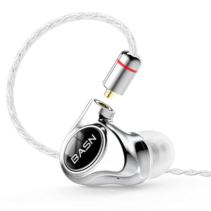BASN Metalen 4 Drivers in-Ear Monitor Headphones, Wired Earbuds,Gloss Black | 2BA+2DD Musicians Noise Isolating IEMs with Deep Bass, Two Detachable MMCX Cables with Case for Singers,Drummers,Bassists - color: Gloss Black