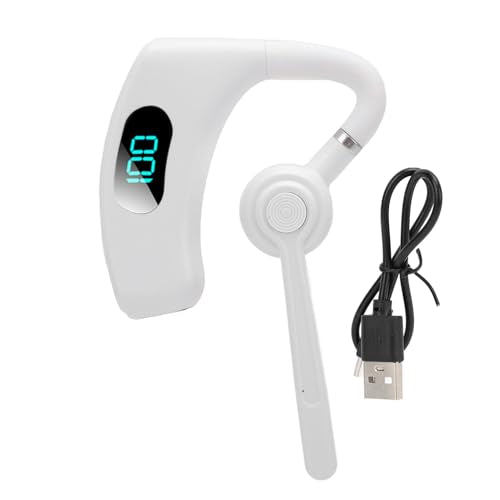 VBESTLIFE Bluetooth Headset, Bluetooth Earpiece, Noise Reduction Single Ear Earphones for Cell Phone, Laptop, Driver Trucker (White) - color: White