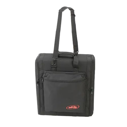 SKB Cases 2U Soft Rack Case for Wireless Microphone Systems with Steel Rails, Heavy Duty Zippers, Outer Pocket and Shoulder Straps, Black | Heavy-duty zippers, outer accessory pocket, shoulder straps included, protects microphone equipment on the go