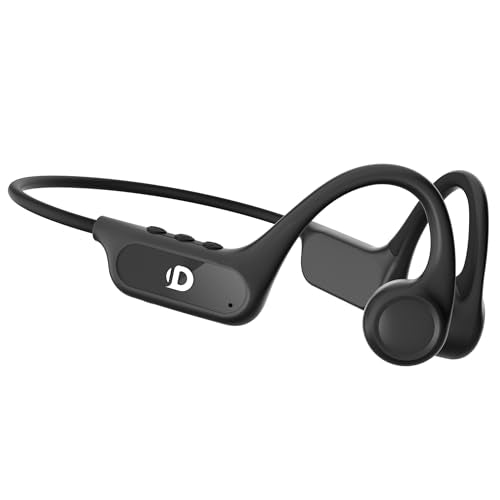 DEMICEA Open Ear Bone Conduction Headphones for Running - Bluetooth 6.0 Wireless Sport Earphones, Up to 12H Playtime, IP54, Built-in Mic, Secure Fit - color: Matte Black