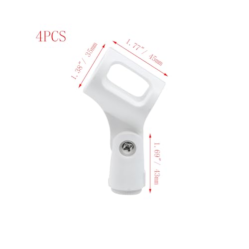 4Pcs Microphone Clip Rubber Flexible Mic Holder (White) | Handheld Wireless, Adjustable Angle, Inner Diameter Range 30-50mm - style: White, Square