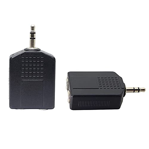 3.5mm (1/8 Inch) to 6.35mm (1/4 Inch) Stereo Audio Splitter，TRS 3.5mm Male to Two 6.35mm Female nterconnect Audio Connector Adapter(2-Pack)