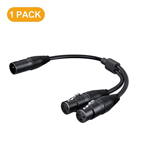 Balanced XLR Splitter Dual XLR Female to 1XLR 3Pin XLR Y-Split Patch Cable | 2XLR to 1XLR 3Pin Microphone Splitter for Studio Preamp,Equzalizer, speaker, Patch Bay, Studio Harmonizer, 1-feet - size: 1 Male XLR to 2 Female XLR, style: 1 Pack