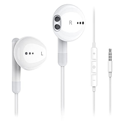 Kimwood Wired Earbuds with Microphone, Wired Earphones in Ear Headphones HiFi Stereo, Powerful Bass and Crystal Clear Audio, Compatible with iPhone, iPad, Android, Computer Most with 3.5mm Jack - color: White, size: regular