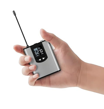 Wireless Lapel Microphone, UHF Lavalier Microphone System, Clip-on Lapel Mic with Bodypack Transmitter, Headset Mic, Receiver for Vlogging, Singing, 1/4" Output