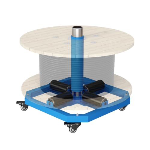 Heavy-Duty 1000 lbs Cable Reel Turntable – Portable Wire Spool Rack with Lockable Wheels, 20"x20" Wire Spool Holder for Horizontal Payout, Durable Cord Caddy for Damaged Cables