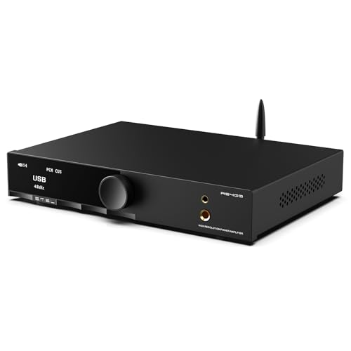 SMSL AS400 Power Amplifier 165W x 165W DAC Headphone Amp MM Phono Preamp | MA5332M5 Chip USB/Coax/Opt/HDMI ARC/RCA/Phono Input 2.1 Channel Speaker/Subwoofer 4.4mm/6.35mm Headphone Output Black