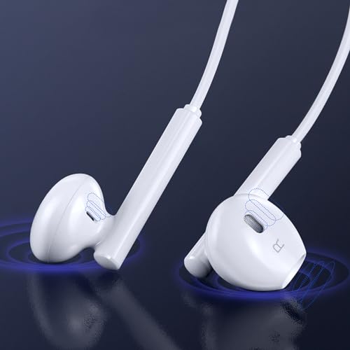 2 Packs Premium in-Ear Headphones: Control Music, Phone Calls & Volume with Built-in Remote - Compatible with Older Phone 5 to 14 Models and Their corresponding Plus/Pro/Max Series. Wired Earbuds.