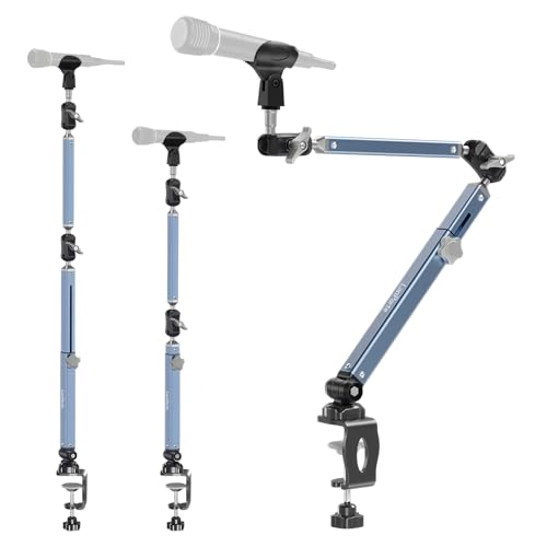 Microphone Boom Arm 360° Rotatable Foldable Adjustable Desk Mic Stand Desk Mount Sturdy Aluminum Alloy for Podcast Video Gaming Meeting Studio (Clip-On) - size: Clip-On