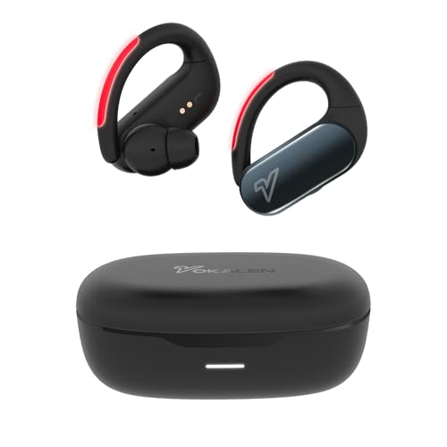 VOKALEN Reflex Pro - Wireless Sport Earbuds with Ear Hooks, Active Noise Cancellation, up to 50H of Battery Life, IP68 Dust and Waterproof, Touch Control, Secure Fit for Sports (Black) - color: Black