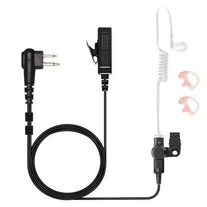 CP200D Earpiece for Motorola Walkie Talkie and Radio with PTT/Mic, Compatible for CP200D CP100D R2 CP200 CP185 BPR40 CLS1410 CLS1110 RMU2040 RMU2080D, Acoustic Tube Surveillance Headset