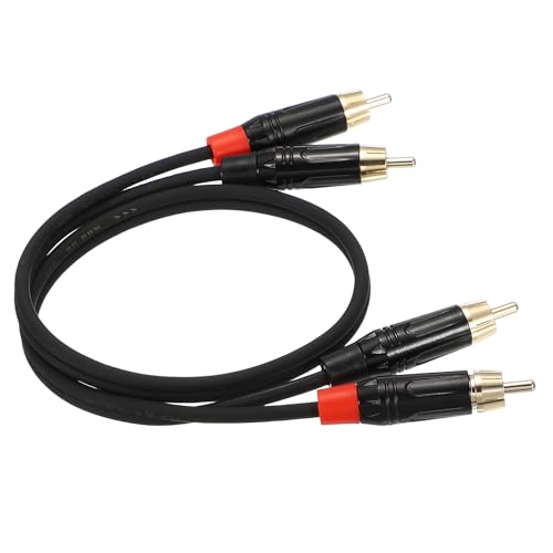MECCANIXITY 2RCA Male to 2RCA Male Audio Stereo Cable, 1.6 ft RCA Subwoofer Cable with Gold Plated Plugs for Home Theater, HDTV, Amplifiers, Speakers, Black Cable Black Shell - color: Black/Black, size: 1.6 ft