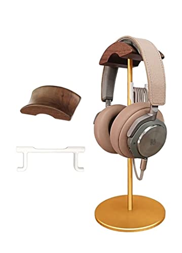 Headphone Stand Aluminum Alloy Wooden Rack Desktop Headphone Hanger Headphone Display Stand Game Table Accessories Headphone Stand for Desk (Color : Yellow) - color: Yellow