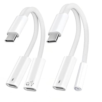 2 in 1 Usbc Splitter Aux and Charging Bundle [USB-c Splitter & USB C to 3.5mm Jack and Charger],PD 60W Fast Charging and Hi-Fi Audio,for iPhone 15 16 17/iPad Pro/Galaxy/Pixel