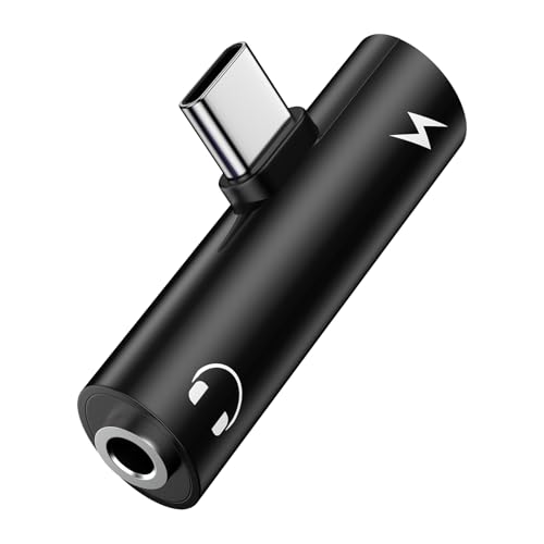 USB C to 3.5mm Audio Adapter and Fast Charger for Samsung Galaxy A17 A16 5G A36 S26 S25 Ultra A26 A56 S24 FE A35 A55 S23, 2in1 Type C to Headphone Jack Aux Adapter and 27W USB-C Phone Fast Charging - color: Black