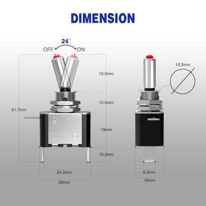 Nilight 3PCS Red LED Toggle Switch 12V 20A 3 Pin 2 Position ON Off SPS - color: 3PCS LED Switch Red