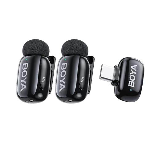 BOYA Mini Wireless Lavalier Microphone for iPhone16/15 Android,USB-C Ultra Mini Mic with Noise Reduction, AI Voice Change, Lapel Mics for Video Recording, Vlogging, TikTok, YouTube(2TX+RXU) - style: USB-C(2TX+RXU)