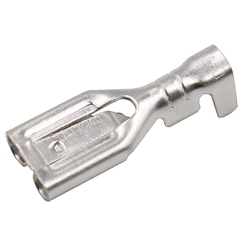 BAOMAIN 100-Pack 6.3mm 1/4" Female Spade Connector Non-Insulated Terminals | Tinned Copper 1/4" Non-Insulated Female Connectors with Locking Tab for 18-16 AWG Wire,Ideal for Automotive & DIY Projects