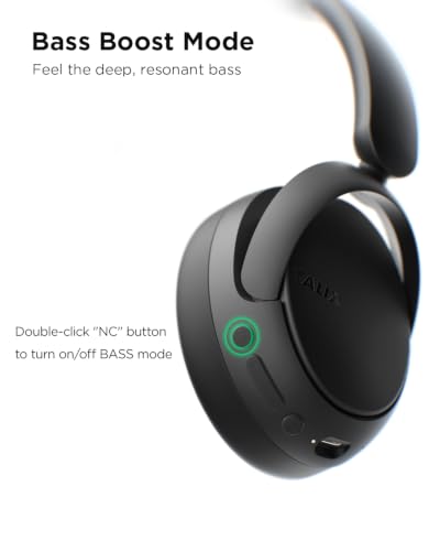 TALIX H30 Hybrid Active Noise Cancelling Headphones, 110H Playtime Hi-Res Audio Bluetooth 6.0 Wireless Over Ear ANC Headphones for Commute/Travel (Black) - color: Black
