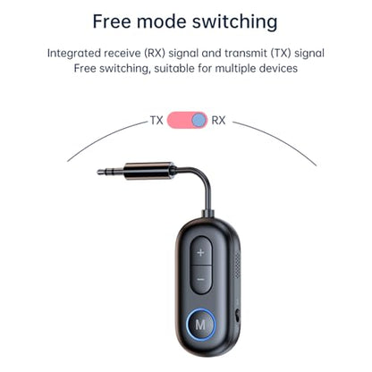 Bluetooth 5.3 Transmitter Receiver for Airplane Wireless Bluetooth Adapter 2 in 1 Adapter Travel Essentials for Airplane TV Fitness Bike Home Stereo