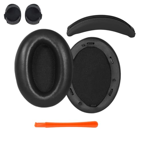 Earpads+Headband Covers for Sony Wh-1000XM3 Replacement Kit,Protein Leather Ear Pads Cushions and Silicone Zipper Headband for WH-1000XM3 Accessories(Black) - color: Black