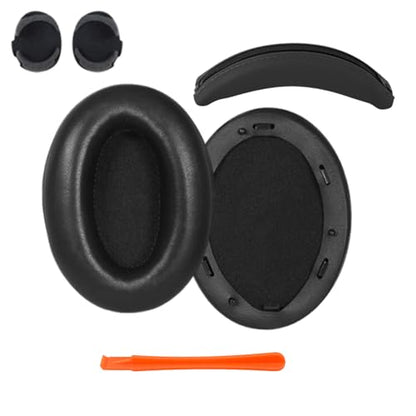 Earpads+Headband Covers for Sony Wh-1000XM3 Replacement Kit,Protein Leather Ear Pads Cushions and Silicone Zipper Headband for WH-1000XM3 Accessories(Black) - color: Black
