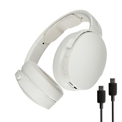 Skullcandy Hesh Evo Wireless Over-Ear Bluetooth Headphones with Extra USB-C Charging Cable, Noise Isolating, 36 Hours Battery, Foldable Lightweight Design, Microphone for iPhone Android - Bone - color: Bone, size: One Size