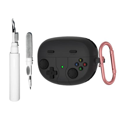 Silicone Case Compatible with Bose Ultra Open Earbuds with Cleaning Kit, Cute Game Design Soft Protective Cover Compatible with Bose Open Ear Cover - color: Black