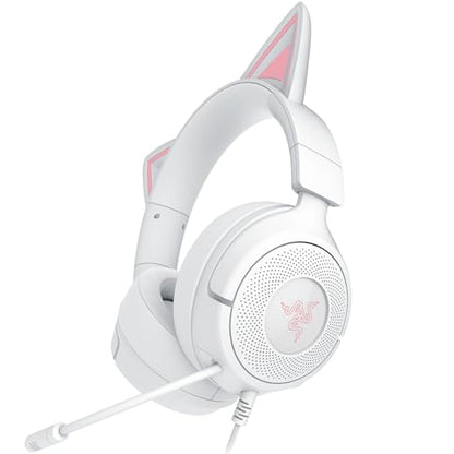 Razer Kraken Kitty V3 X Wired Gaming Headset, Kitty Ears, White | HyperClear Cardioid Mic, 40 mm Drivers, 7.1 Surround Sound, Comfy Ear Cushions, Cross-Platform via 3.5mm PC, PS5, Xbox - color: Mercury White