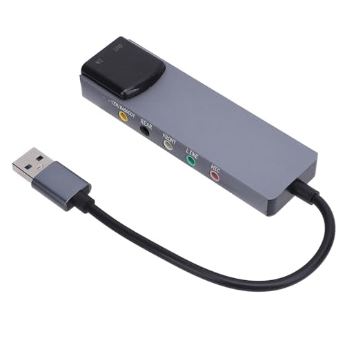 Yinhing External Sound Card, 5.1 7.1 Channel USB Audio Adapter with CM6206LX Chip Noise Reduction, for 98 7 8 Vista OS X