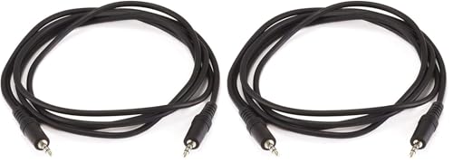Monoprice 3.5mm Stereo Audio Cable, Male to Male, 6 Feet, Black (Pack of 2) - size: 1 Count (Pack of 2)