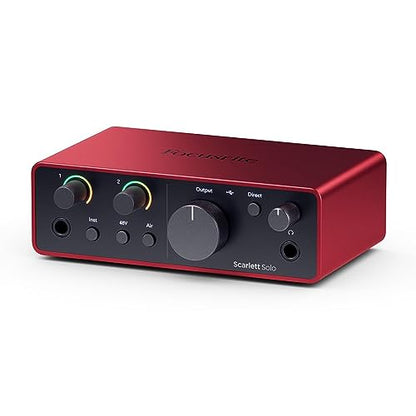 Focusrite Scarlett Solo 4th Gen USB Interface with Software Suite, Bundle With H&A Pop Filter, XLR M to F Cable 10'