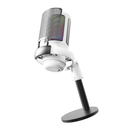 USB Gaming Microphone for PC with Color Lighting and Mute Functionality - color: White