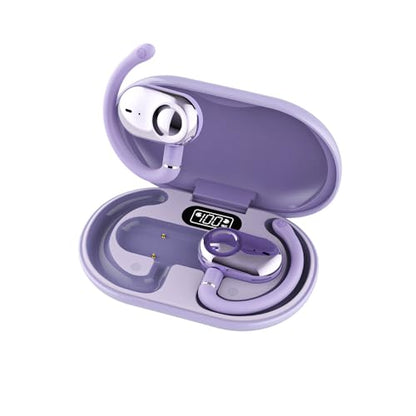 Open Ear Earbuds Bi-Axial Custom Fit Immersive Sound Wireless Headphones | Over The Ear Bluetooth Ear Buds Waterproof Long Battery for Running Outdoor Sports Travel Conference - OpenBass Fit Purple - color: Pulse Lavender