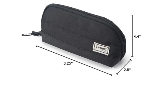 Sooez Wide-Opening Pencil Pen Case, Lightweight & Spacious Pencil Pouch Zipper Stationery Bag, Aesthetic Supply with Triangular Design for Adults, Black - color: Black